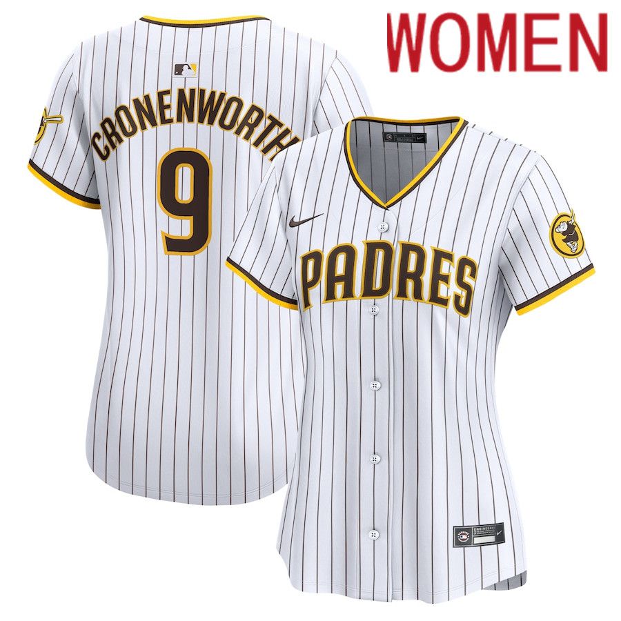 Women San Diego Padres #9 Jake Cronenworth Nike White Home Limited Player MLB Jersey->->